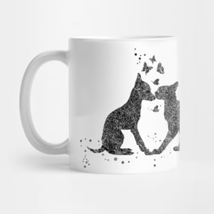 Cat and dog kissing Mug